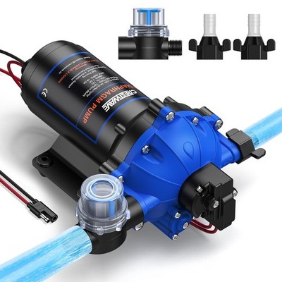 12V DC RV Water Pump, 7GPM 70PSI, Upgraded Five Chamber Self-Priming Diaphrag...