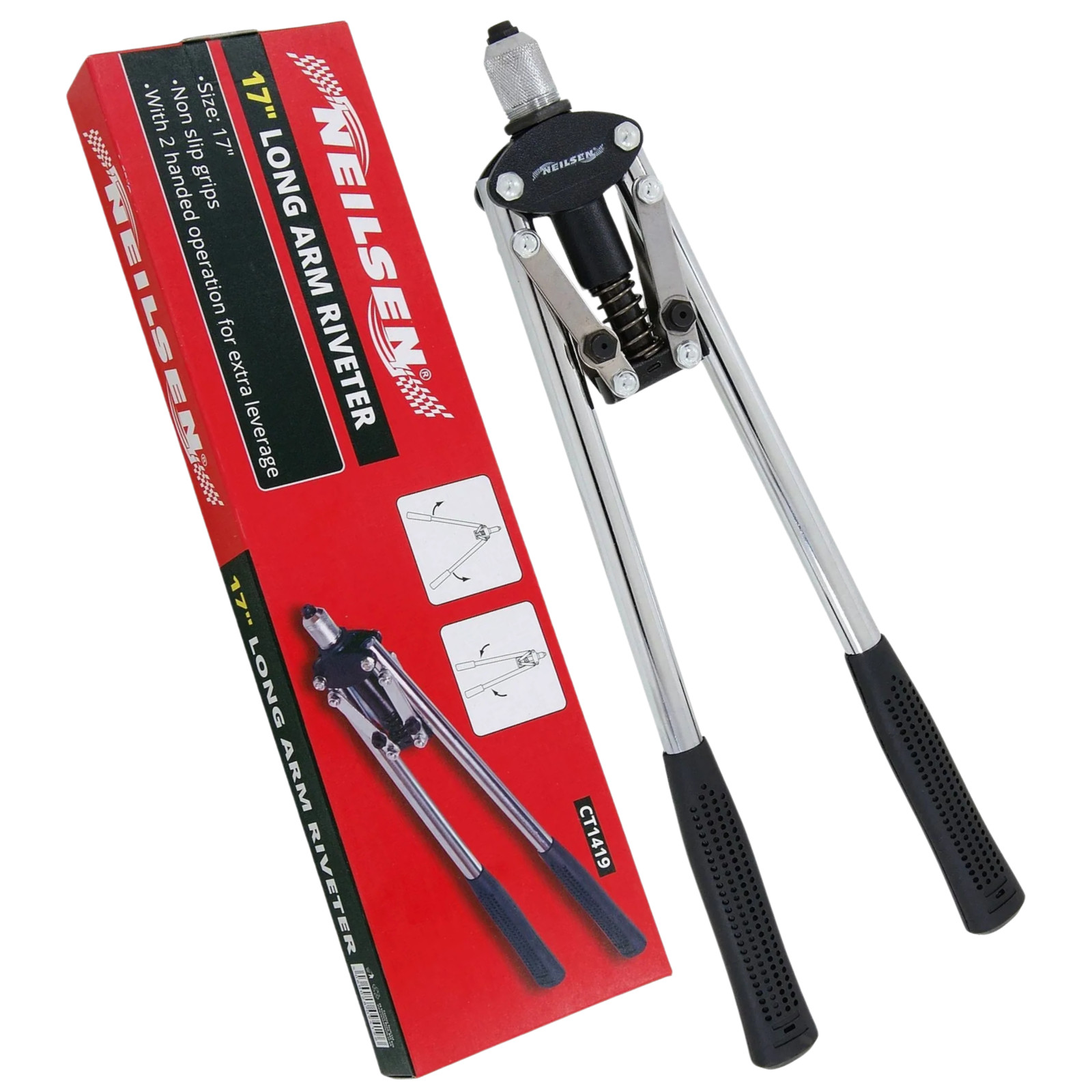 17"" RIVET GUN LONG ARM HAND POP RIVETER TOOL CT1419 HEAVY DUTY