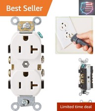 Duplex Receptacle, Commercial Spec Grade, Smooth Face, 20 Amp, 125 Volt, Side...