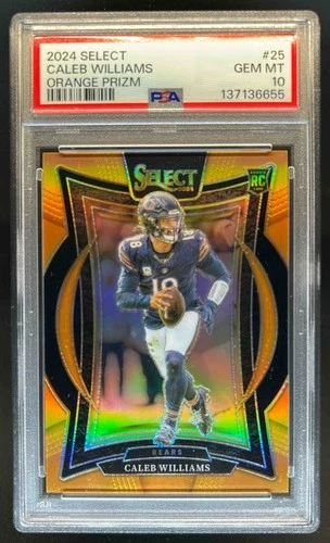 2024 Panini Select Caleb Williams Concourse RC Orange Prizm #/49 Bears PSA 10