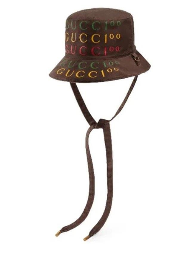 Gucci: 100th Anniversary Reversible Brown Bucket Hat Gucci Canvas Monogram Reversible Bucket Hat L Brown 1759464  main image 3