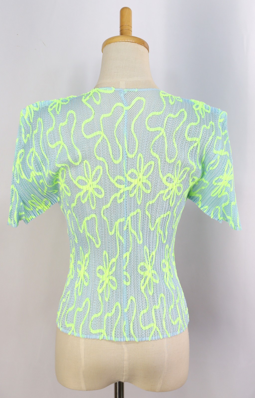 PLEATS PLEASE Blue Short Sleeve Jacket Top ISSEY MIYAKE 120 1107