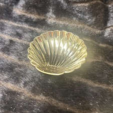 Vintage Solid Brass Seashell Trinket Dish 5 3/4 In new old stock