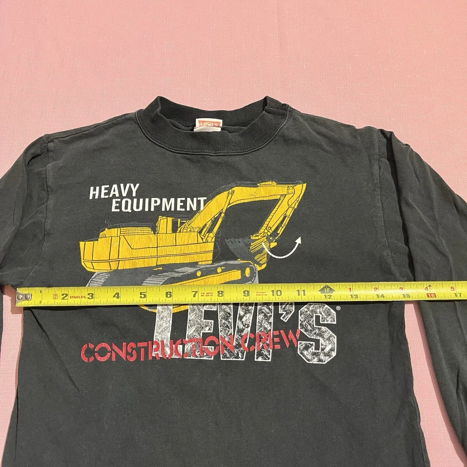 Camiseta Levi’s Vintage Niños 6 Construcción Pesada Años 70 80 Crew Manga Larga Gato Foto 4 de 4