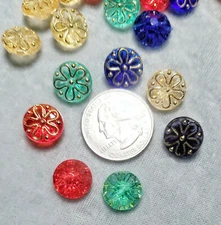 New 5-pack 1/2" green Plastic Flower Daisy Buttons tunnel shank