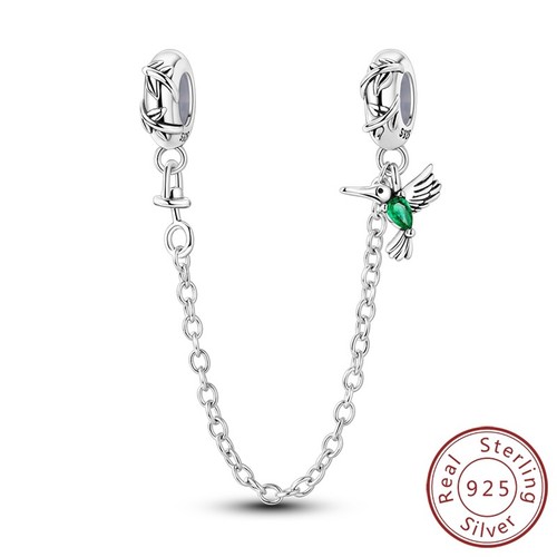 MULA S925 Sterling Silver Charm CZ Enamel Green Forest Flower For Women Bracelet - Picture 21 of 54