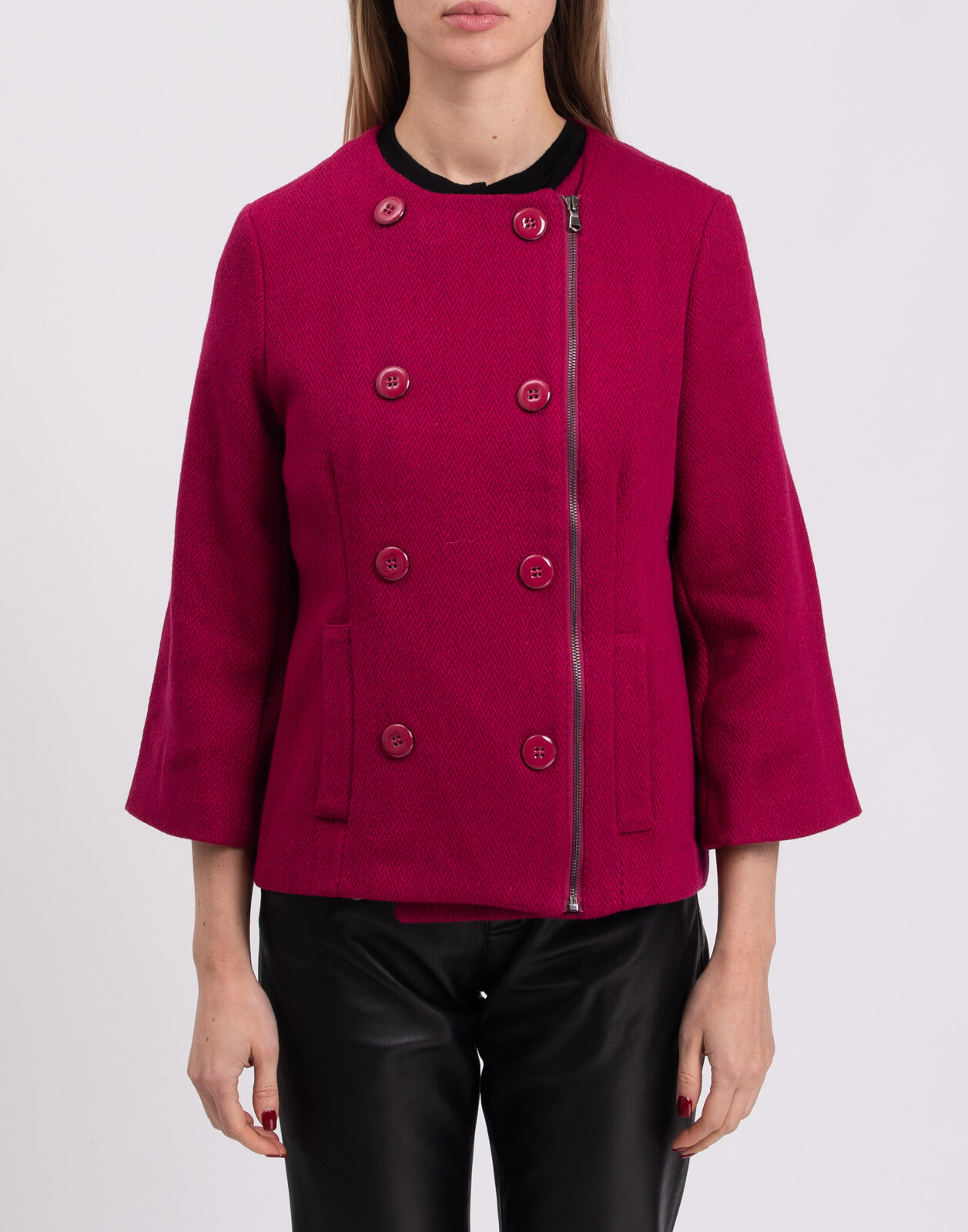 ALTRA Giacca tweed CAFENOIR taglia S completamente foderata misto lana spina di pesce Made in Italy