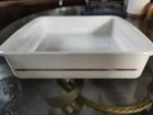 Vintage Pyrex White With Gold Stripe 8-in Dish 222