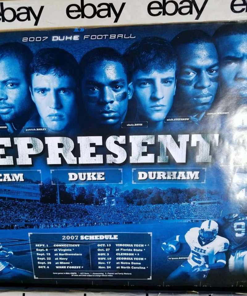 Duke Blue Devils College Football Schedule 2007 Poster Represent  Gatorade (EE) - Image 3 of 4