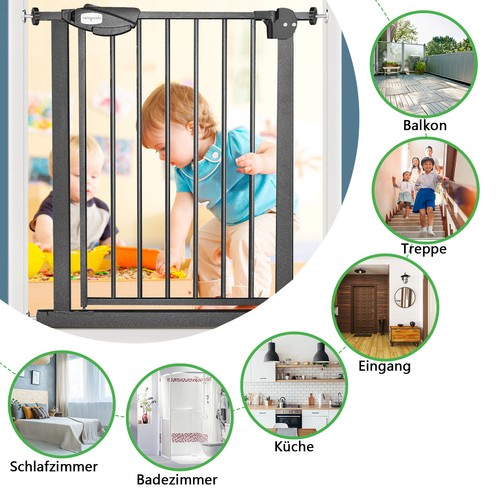 Treppenschutzgitter ohne Bohren Baby Türgitter 75-85cm Treppengitter Auto-Close - Bild 9 von 12