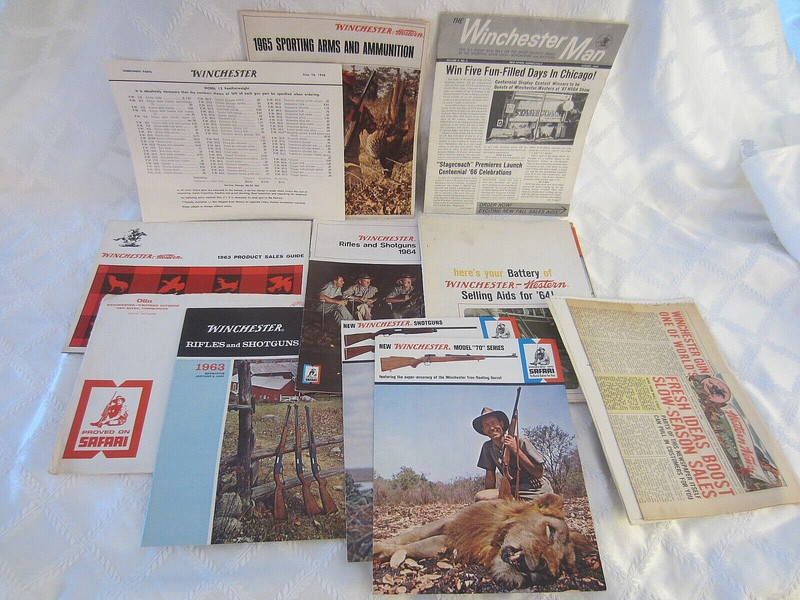 Over 16 pieces of Winchester Catalogs and Paper - From 1958 to 1966