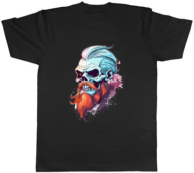 Ginger Beard Skull Herren T-Shirt Hipster Bearded Barber Unisex Tee Geschenk