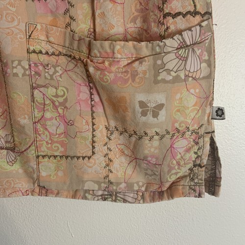 Cherokee Studio Pink Butterfly Square Neck Scrub Top Medical Uniform Small - Picture 3 of 8
