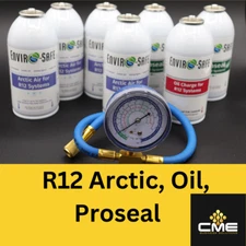 Envirosafe Arctic Air for R12, Auto AC Refrigerant Proseal & Oil & Brass Gauge