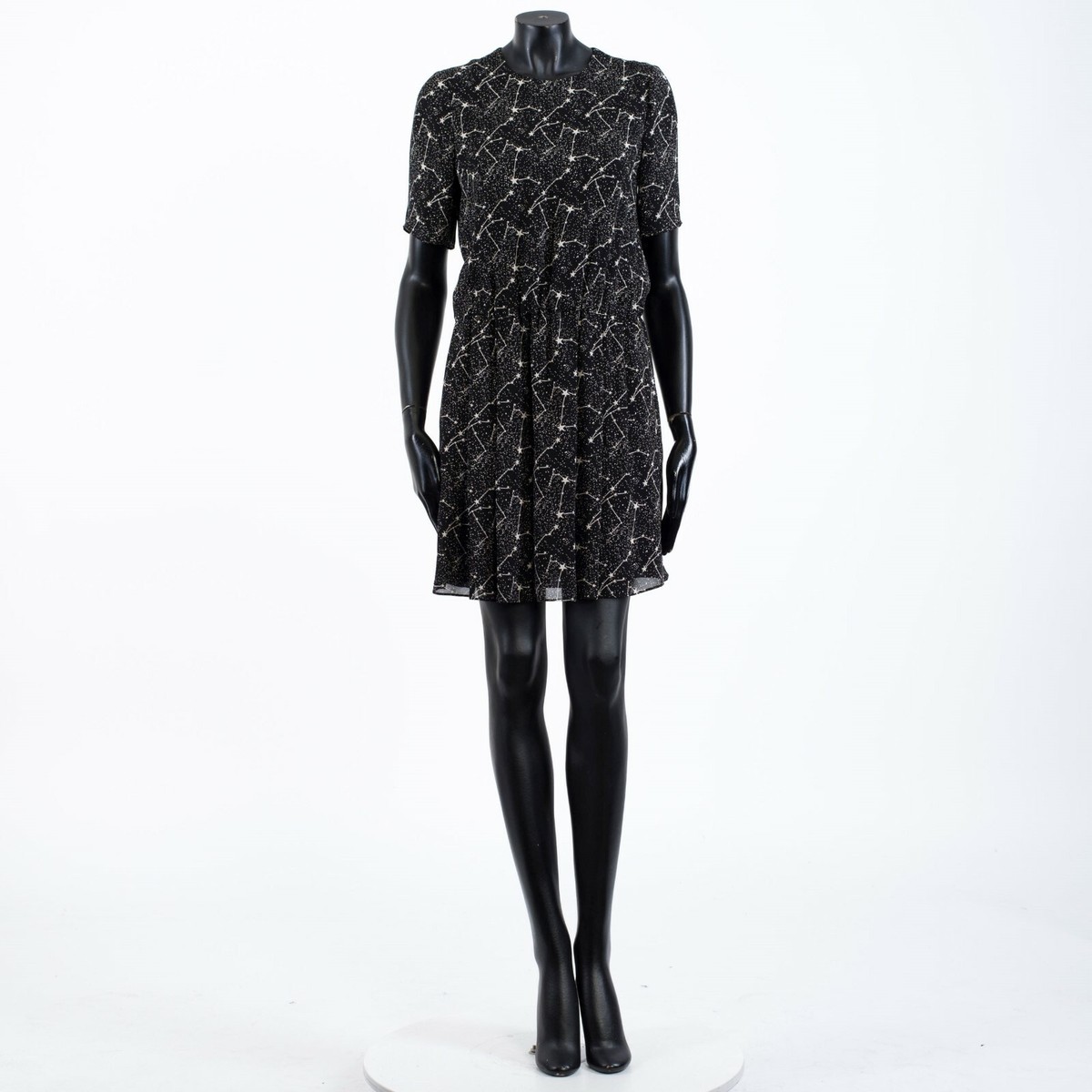 open lace back dress Saint Laurent Ocelot Lame Pleated Mini Dress