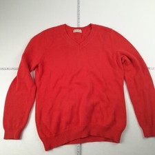 ROWLANDS Jumper Small Red Regular Fit Supima Cotton Knit V-Neck Mens Plain