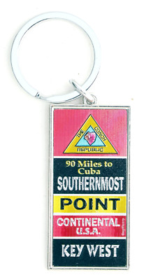 Key West Florida Buoy Rectangular Metal Keychain 2.25'' X 1.25''