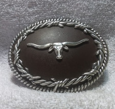 Nocona Buckles Texas Longhorns Barbed Wire Rope Edge Brown Silver Buckle Great