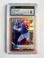 2019 PANINI OPTIC ORANGE PRIZM PETE ALONSO RC! 1/99! CSG 9! 1/1! FIRST ONE!