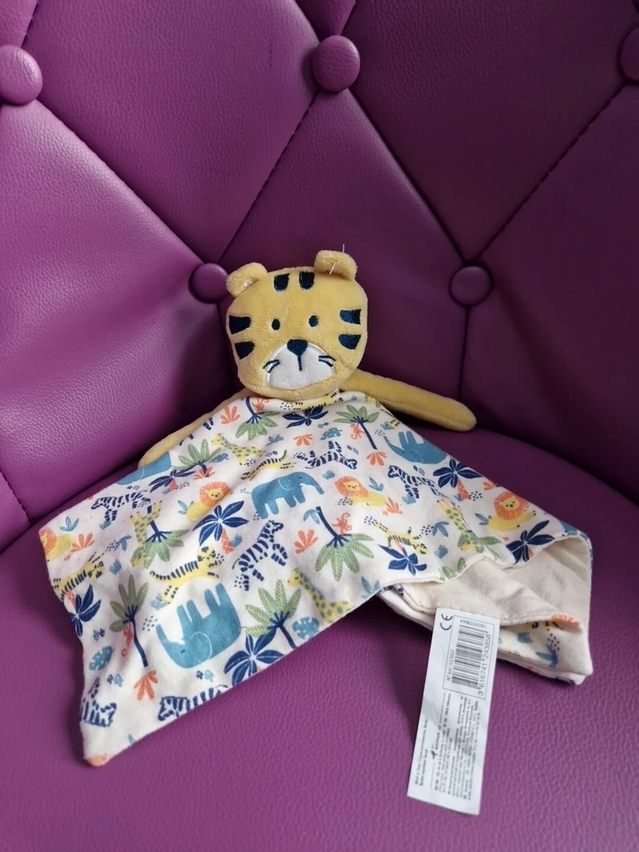 Doudou Tigre Jaune Jungle Carré In Extenso By Auchan - Photo 1/4