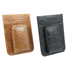 Men's Genuine Leather Wallet ID Credit Card Holder with Magnetic Money Clip