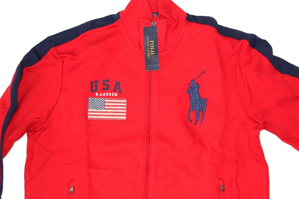 Polo Ralph Lauren Mens Red Full Zip USA Olympic Stadium Big Polo Ralph Lauren Mens Red Full Zip USA Olympic Stadium Big