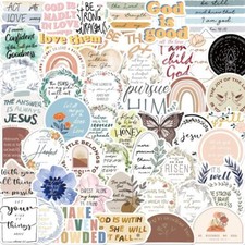 Inspirational Jesus Christian Stickers - 50Pcs Bible Verse Phrase Multicolor