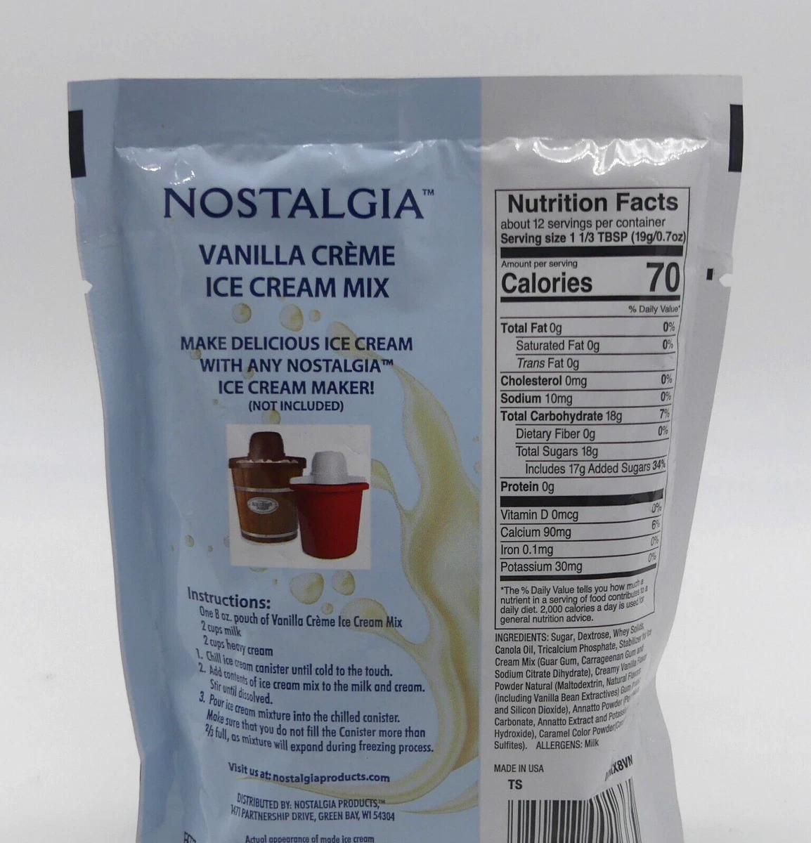 Nostalgia Premium Vanilla Crème Ice Cream Mix, 8 oz