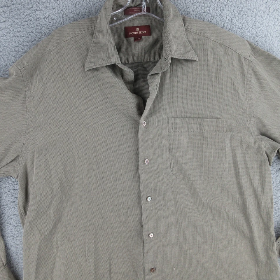 Camisa de vestir Nordstrom para hombre 17-35 beige algodón preppy manga larga con botones Foto 2 de 4