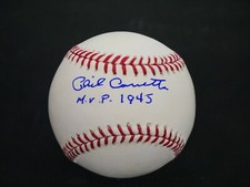 PHIL CAVARRETTA SIGNED BASEBALL WITH M.V.P. 1945 INSCRIPTION JSA COA *B1094