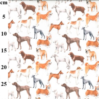100% Baumwolle Digital Stoff Rose & Hubble Classic Hunde