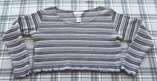 Carolina Colours Women's Long Sleeve striped Crop Top Blouse made in USA Sz Med