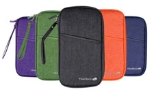 Family Travel Wallet RFID Document Organizer with Hand Strap