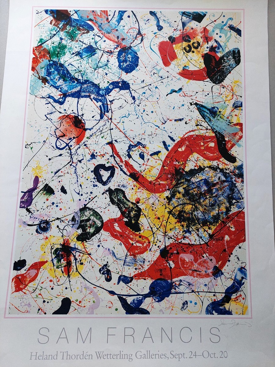 ビンテージア-トクラフトSAM FRANCIS展示会ポスター(‘72フレ-ム付き Sam FRANCIS Signed exhibition poster. Wetterling Gallery, 1988-89