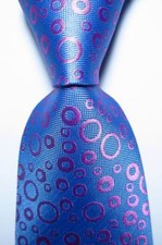 New Classic Polka Dot Light Blue Pink JACQUARD WOVEN Silk Men's Tie Necktie