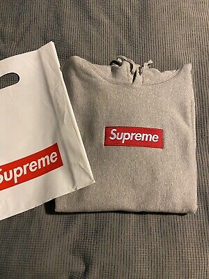 100% Auth. Supreme Box Logo Hoodie Sweatshirt Heather Grey FW16 9