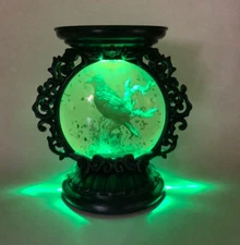Bath & Body Works 8" Musical Raven Water Globe 3-Wick Candle Holder Halloween