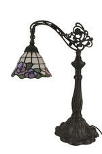 Tiffany-Style Stained Glass Bridge Arm Table Lamp with Bronzed Metal Base — listing 2