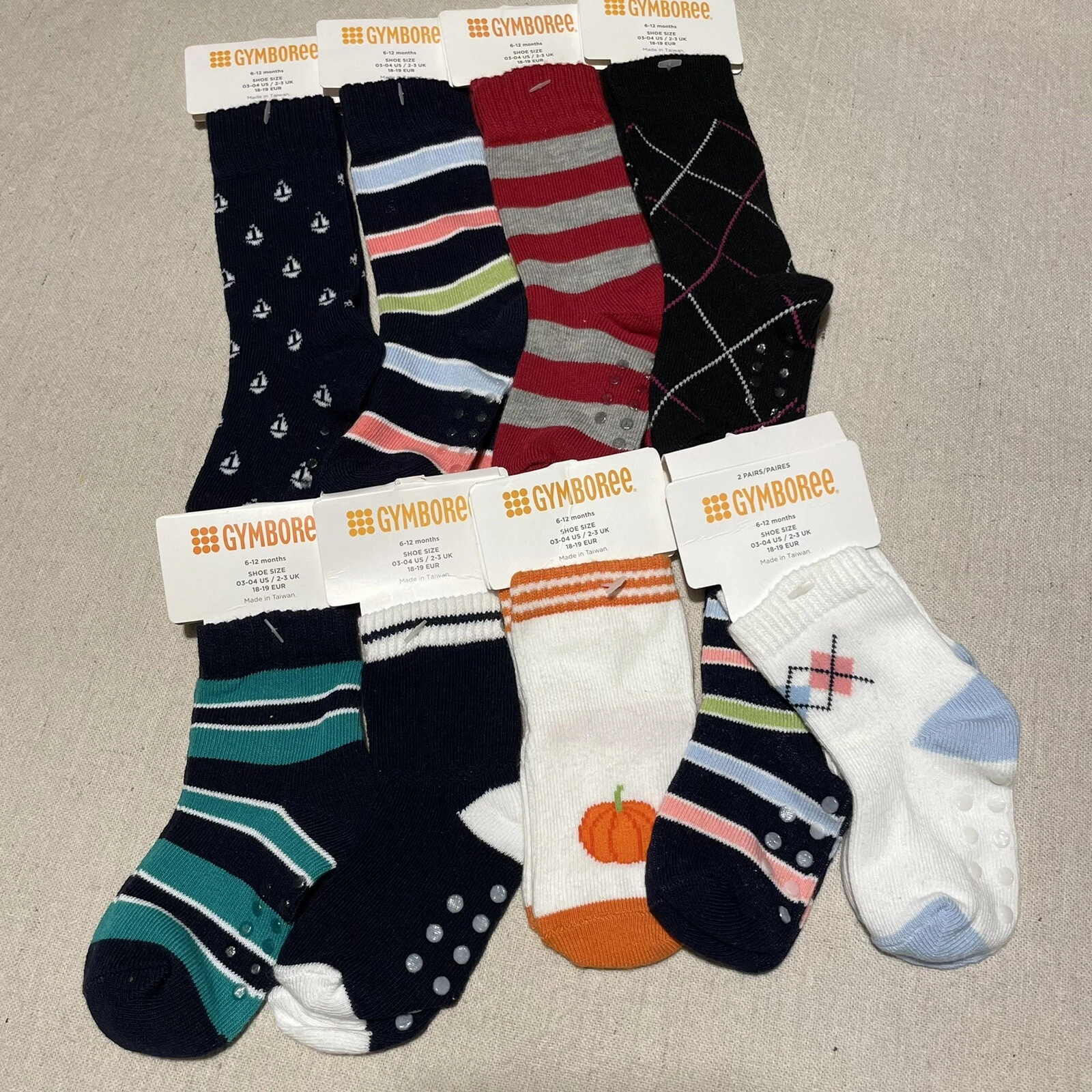 NWT Gymboree Outlet Baby Boy Basic Novelty Socks Sizes 6-12 Months 9 Pair Lot