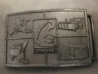 Vtg 1970's Metal Farmhand Arm Farming Equipment Tractor Trailer Belt Buckle R&S
