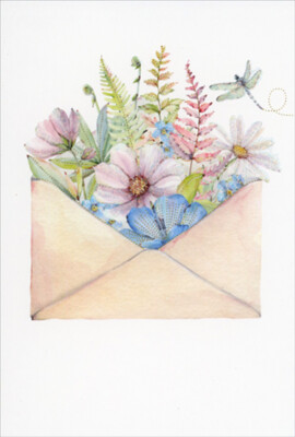 Pictura Envelope Bouquet and Single Dragonfly Blank Note Card
