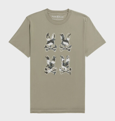 Psycho Bunny Men's Wet Sand Plaza Bunny Graphic Crew-Neck Short Sleeve T-Shirt