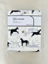 New Pottery barn Kids Night Unicorn Organic Sheet set Twin Black
