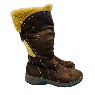 Falls Creek Shoes Womens Size 7 Brown Holly Suede Mid-Calf Zip Heeled Boots