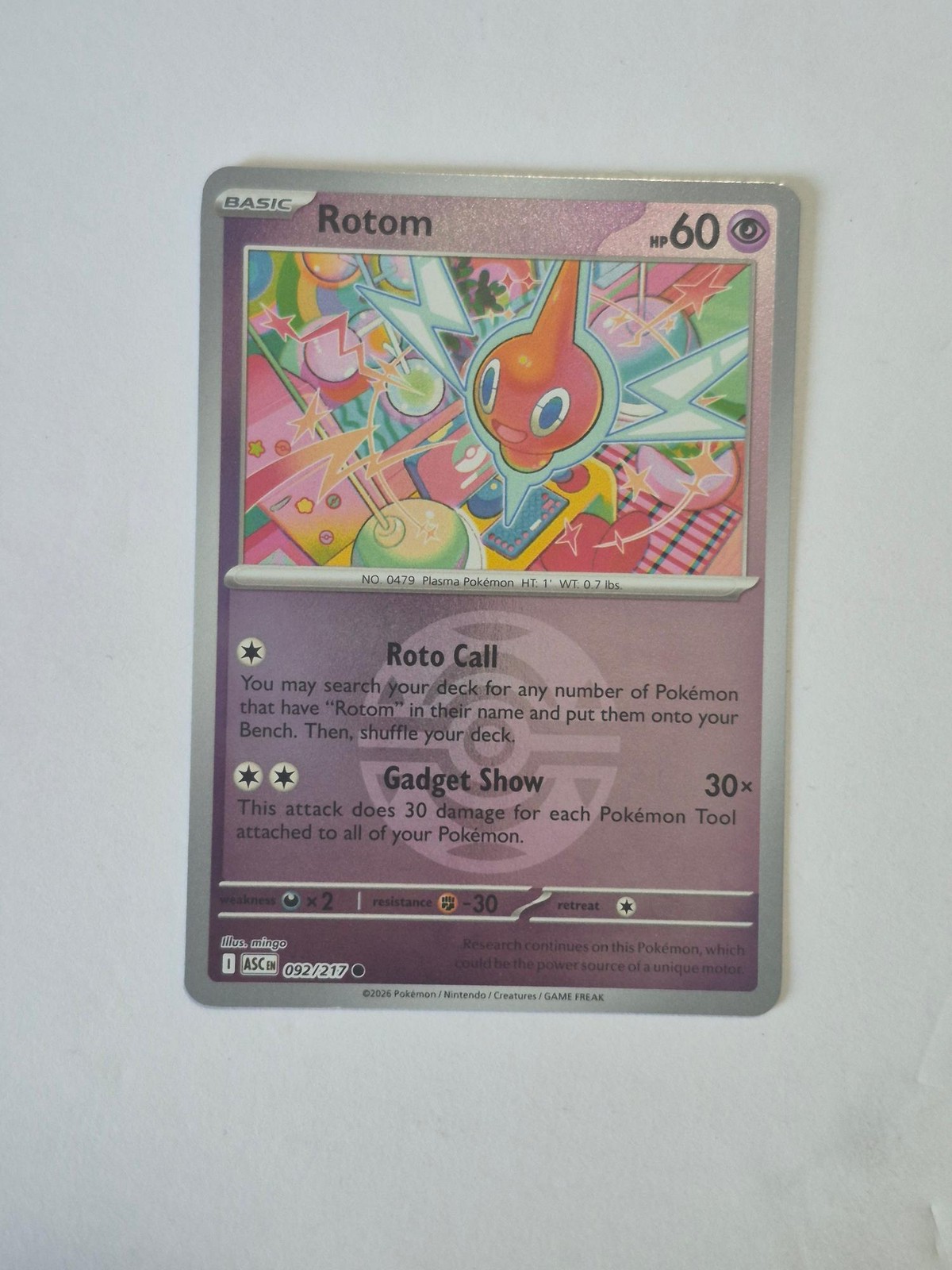 Rotom (Dusk Ball) 092/217 Reverse Holo ME: Ascended Heroes Pokemon NM
