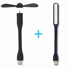 Portable USB Mini Fan with LED Light - Flexible Bendable Neck for Notebook, PC