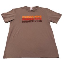 Burger King T-shirt Unisex Retro Brown Good Condition - Size Large