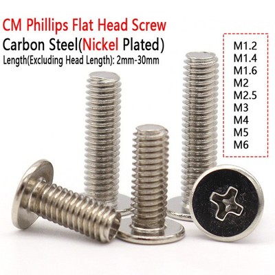 M1.2 M1.4 - M6 Nickel Plated CM Phillips Ultra Thin Flat Wafer Head Screw Bolt