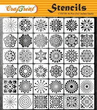 Mandala Stencils Painting Wood DIY Crafts Wall Decor Art 3x3 Inch 36 PCS
