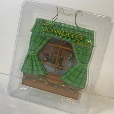 Have a John Deere Christmas Windup Holiday Ornament Tractor Window Scene No Box
